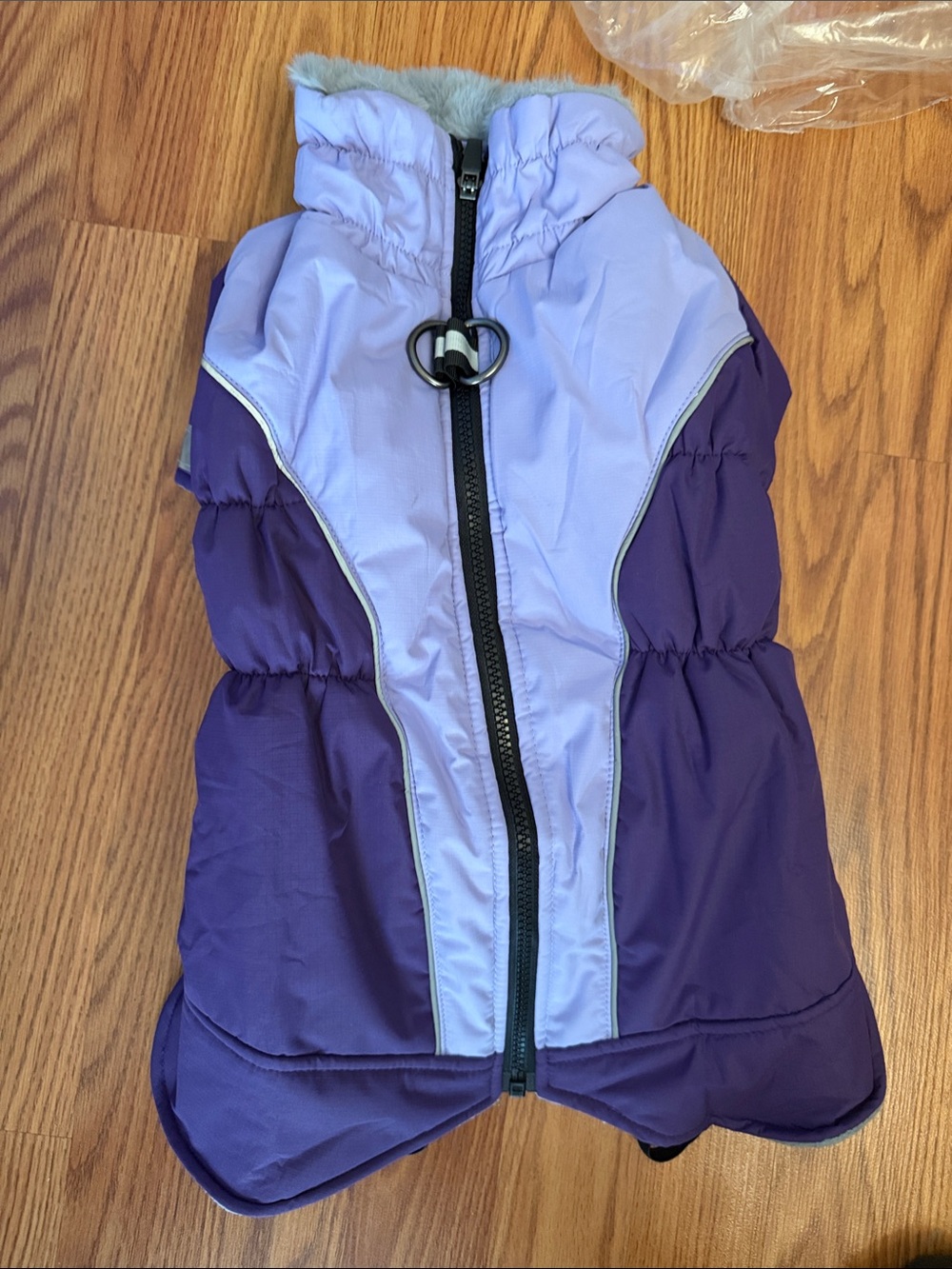 Dogs Purple Puffer Jacket with Light Lavender Front Panel